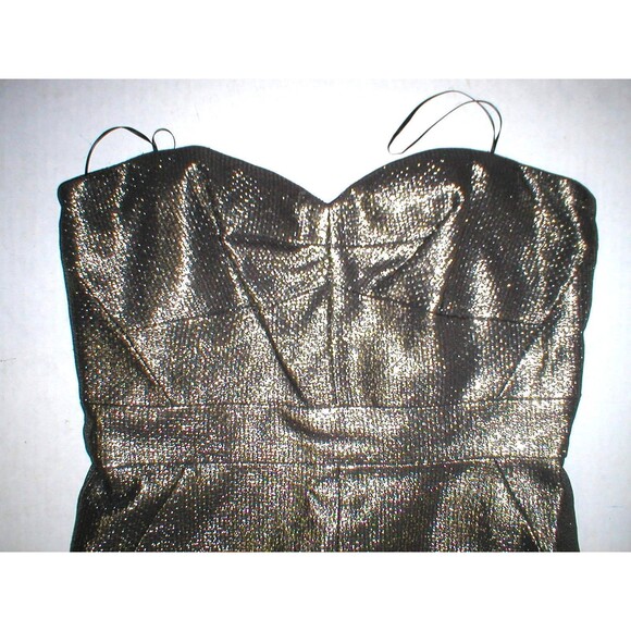 New NWT Womens Designer Trina Turk Dress Metallic Gold 10 Strapless Volare USA - Picture 6 of 9